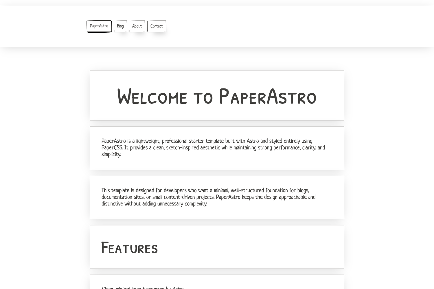 Screenshot of Astro paper