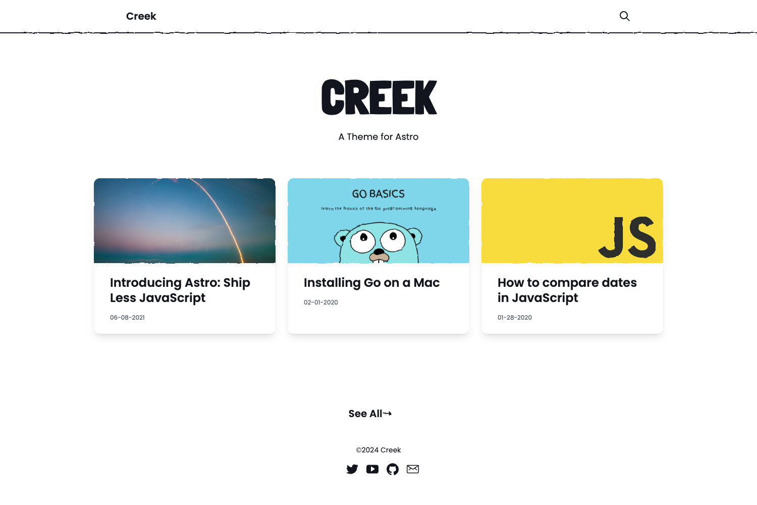 Screenshot of Astro Theme Creek