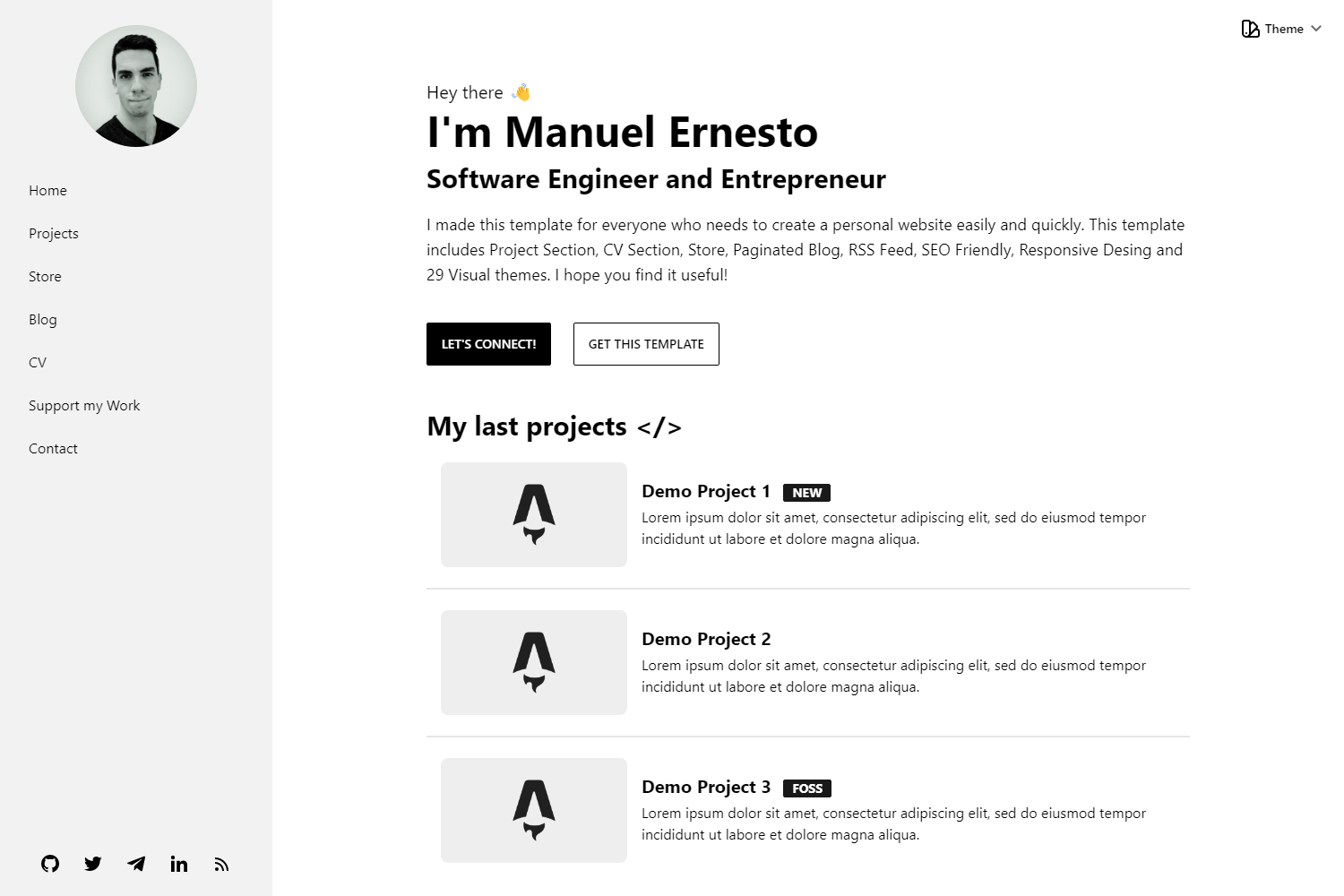 Screenshot of Astro Modern Personal Website Template