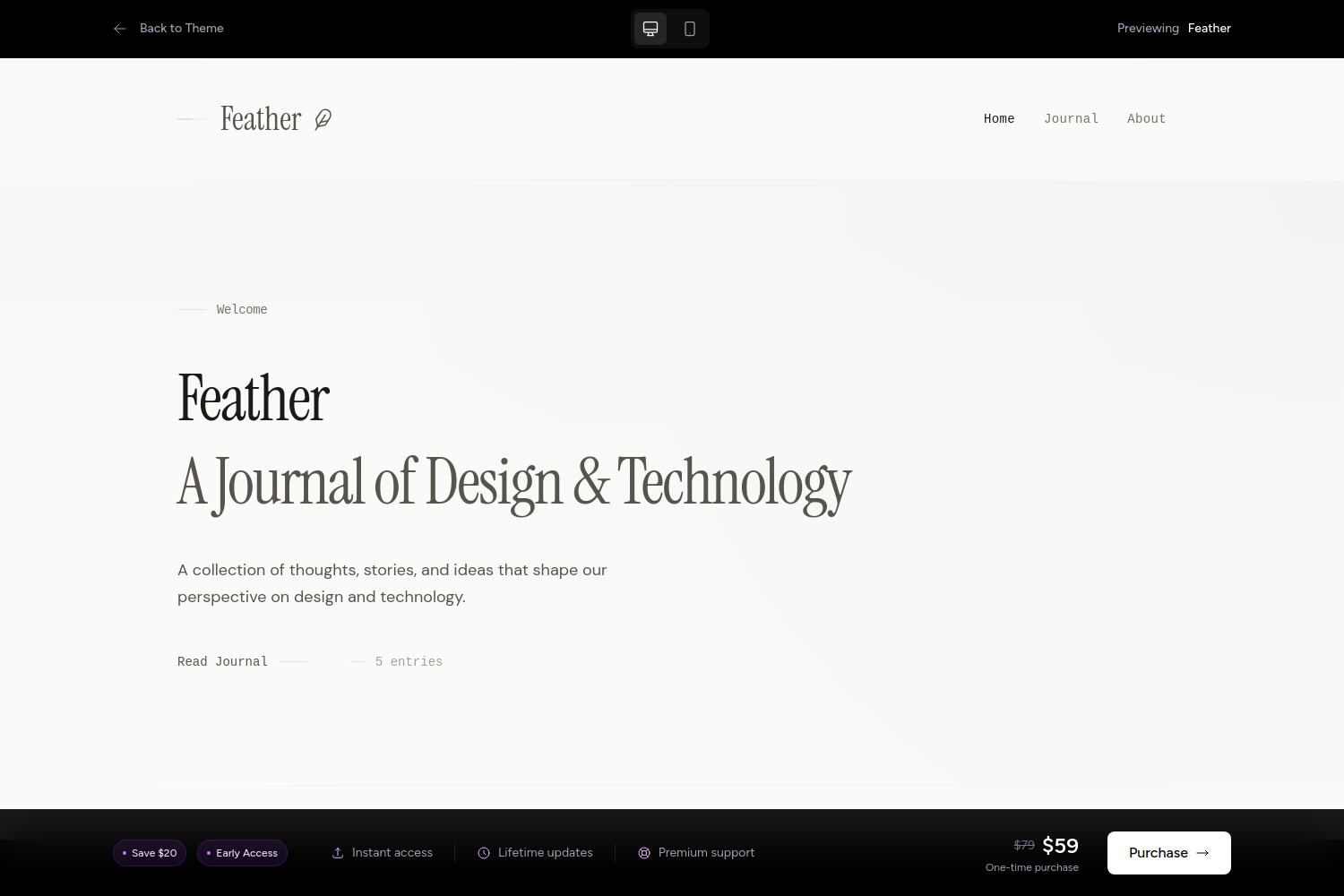 Screenshot of Feather