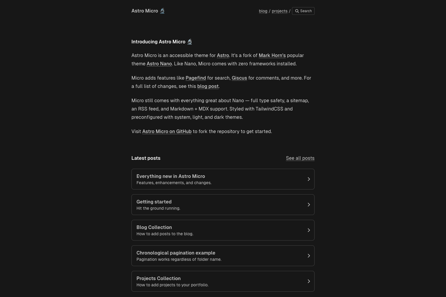 Micro Blog Design Astro Micro - Blog template