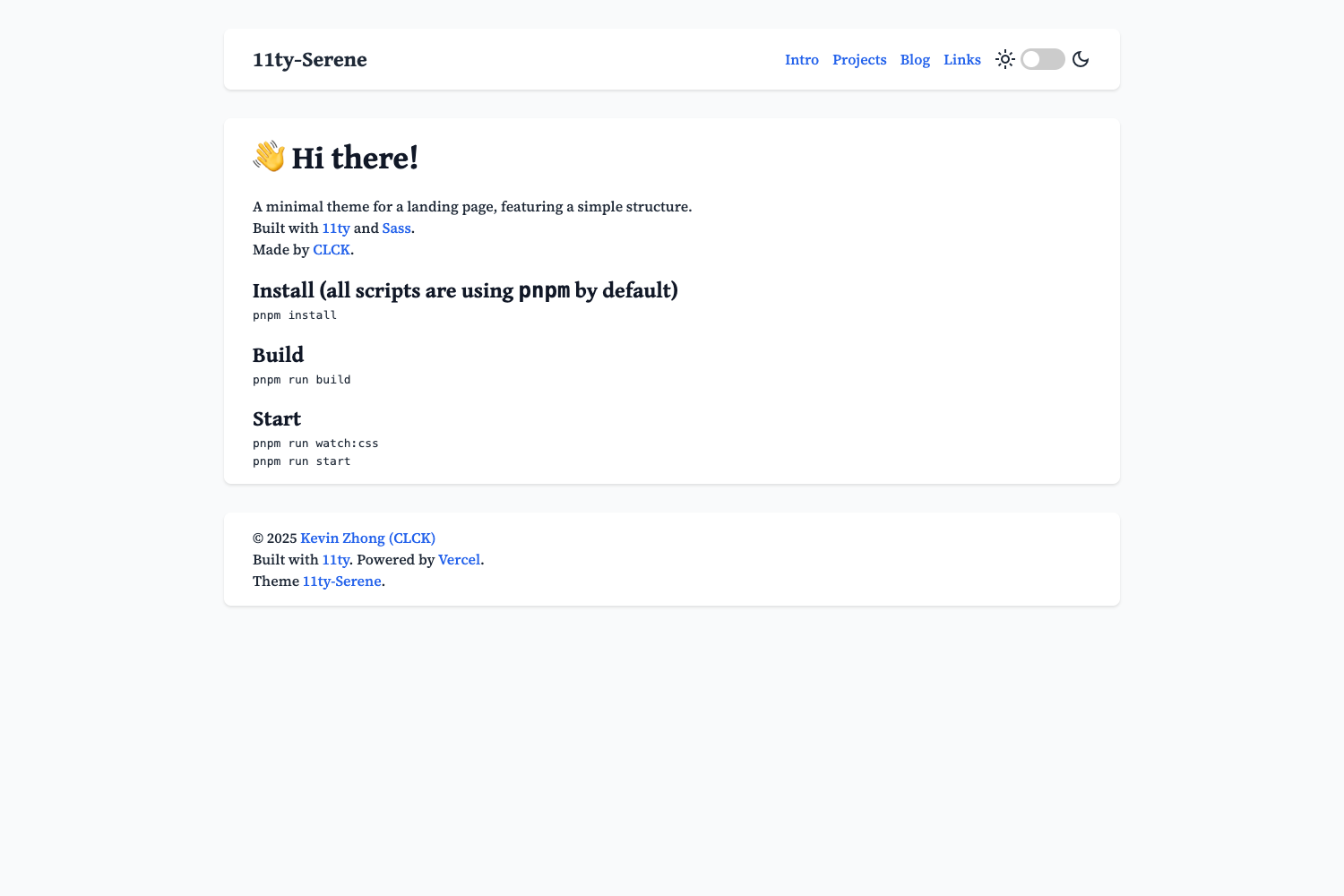 Screenshot of 11ty-Serene