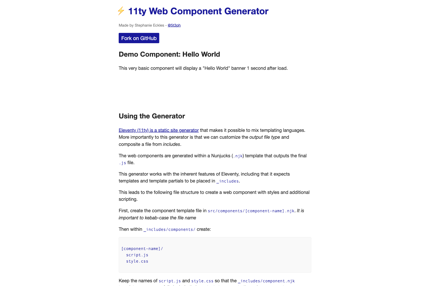 11ty Web Component Generator