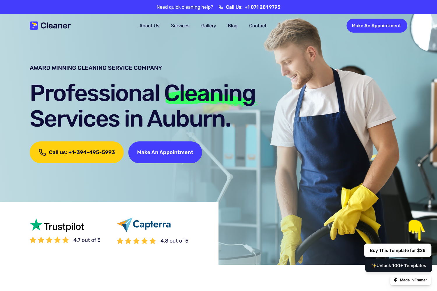 Cleaner — Cleaning Services Website