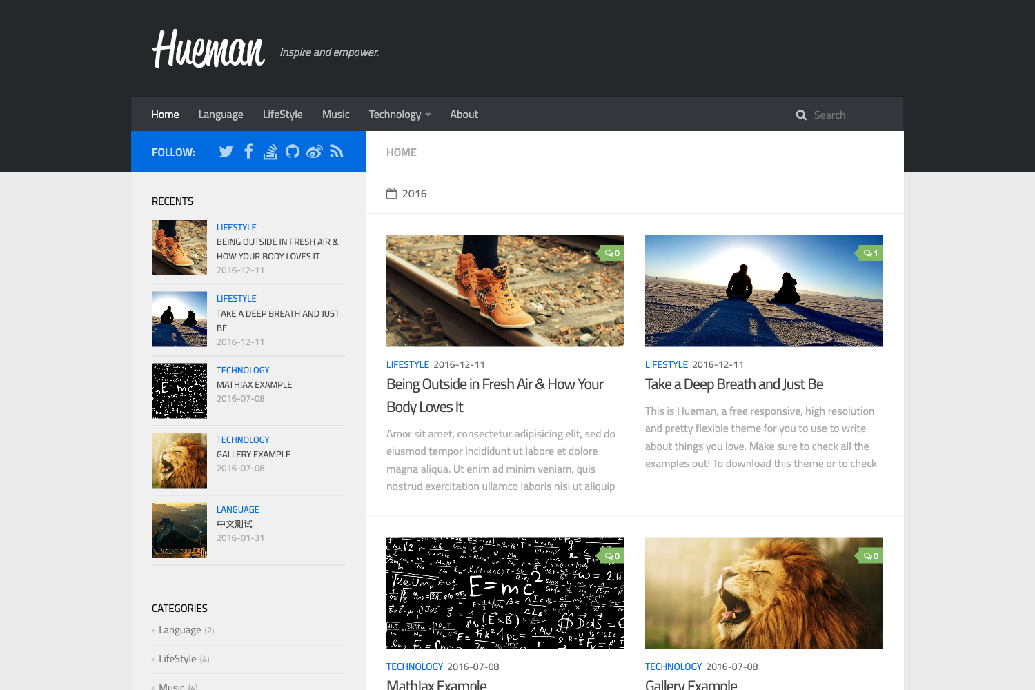 Screenshot of Hexo Theme Hueman