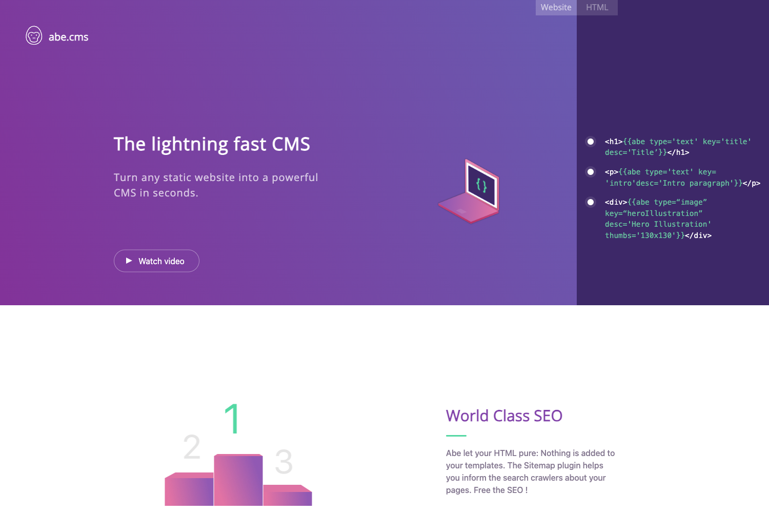 Screenshot of Abecms