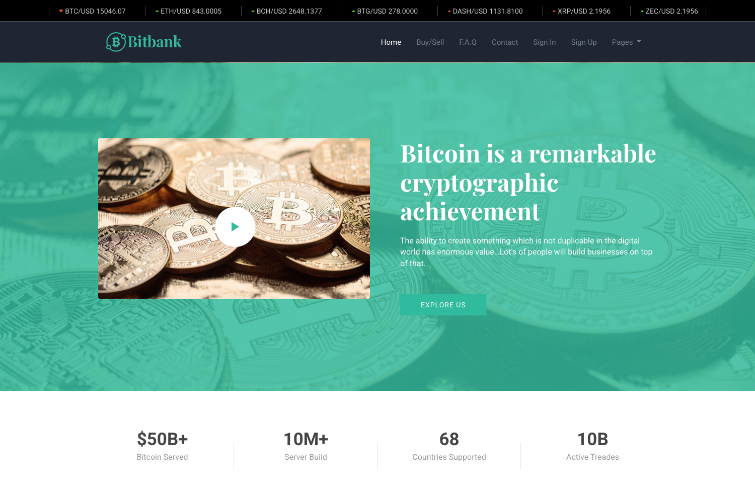 Screenshot of Bitbank Bootstrap