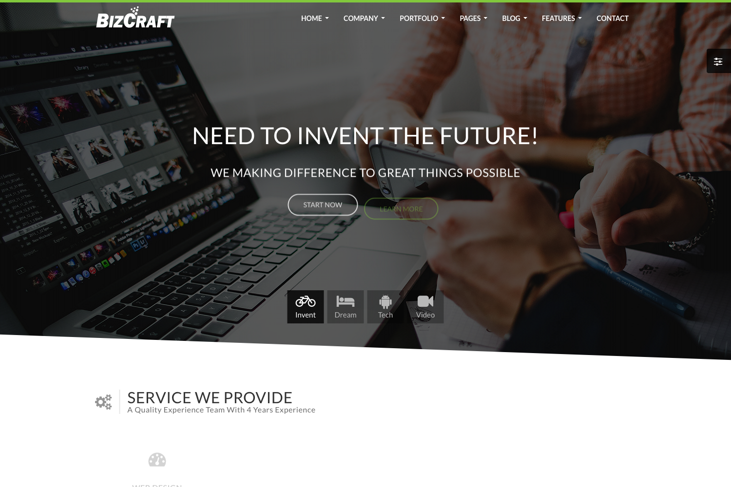 Screenshot of Bizcraft Bootstrap