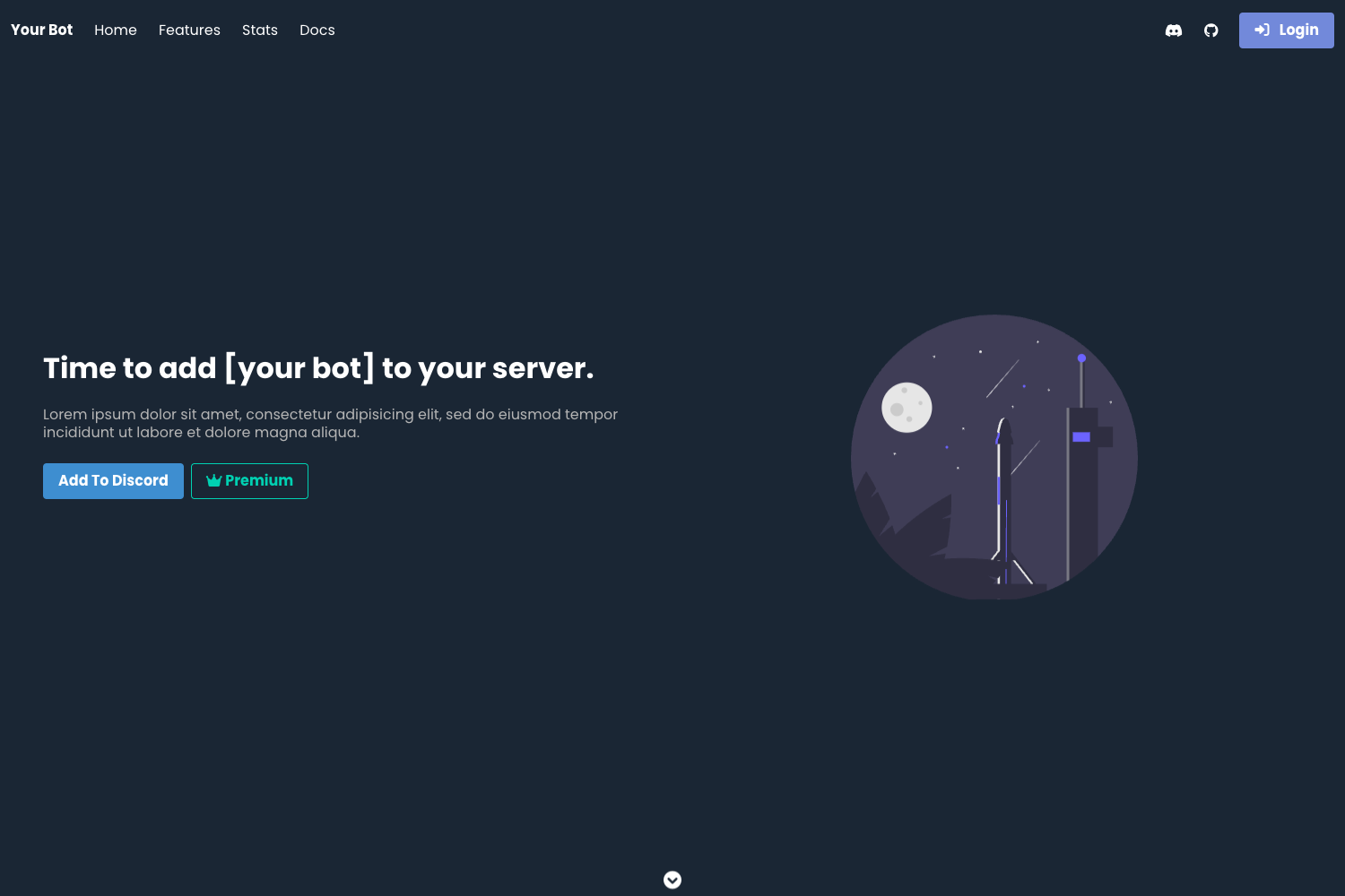 Screenshot of Discord Bot Landing Page Web