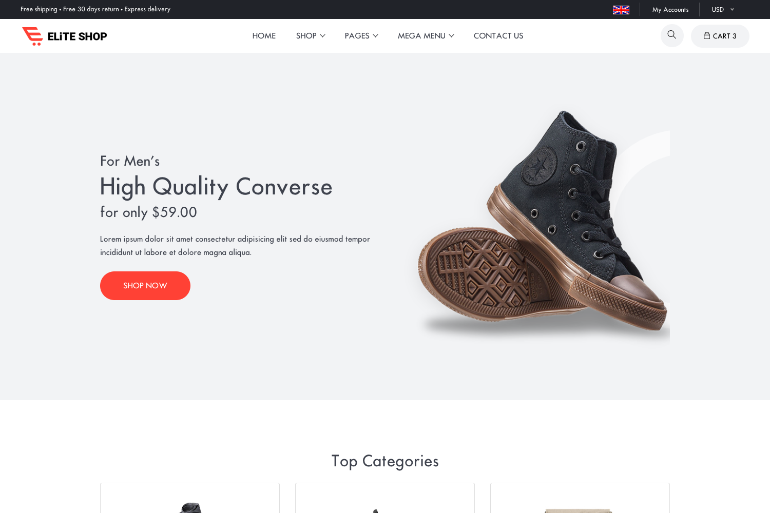 Screenshot of Elite Shop Bootstrap