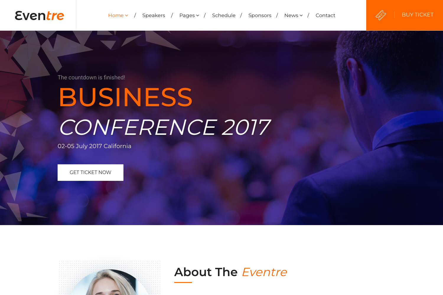 Screenshot of Eventre Bootstrap
