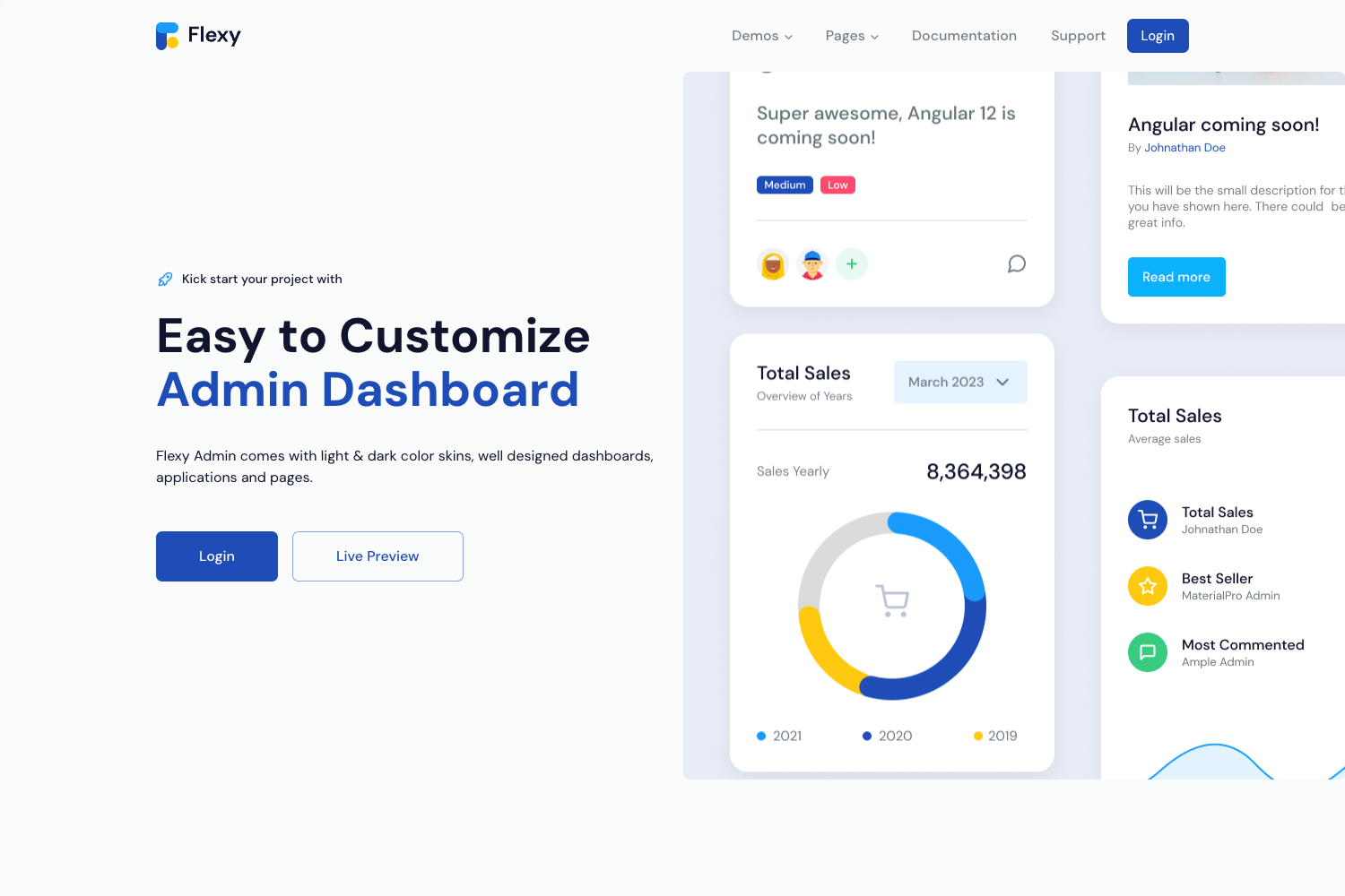 Screenshot of Flexy React Material Dashboard Template