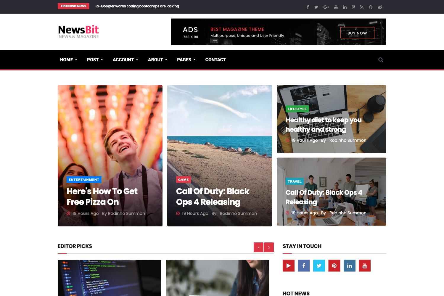 Screenshot of Newsbit Bootstrap