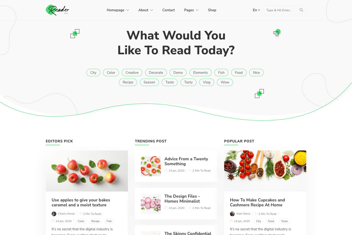 Screenshot of Reader Bootstrap