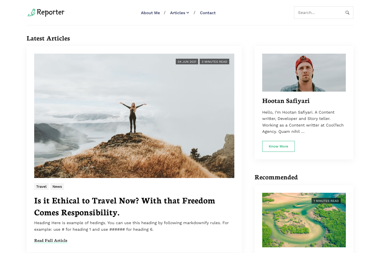 Screenshot of Reporter Bootstrap