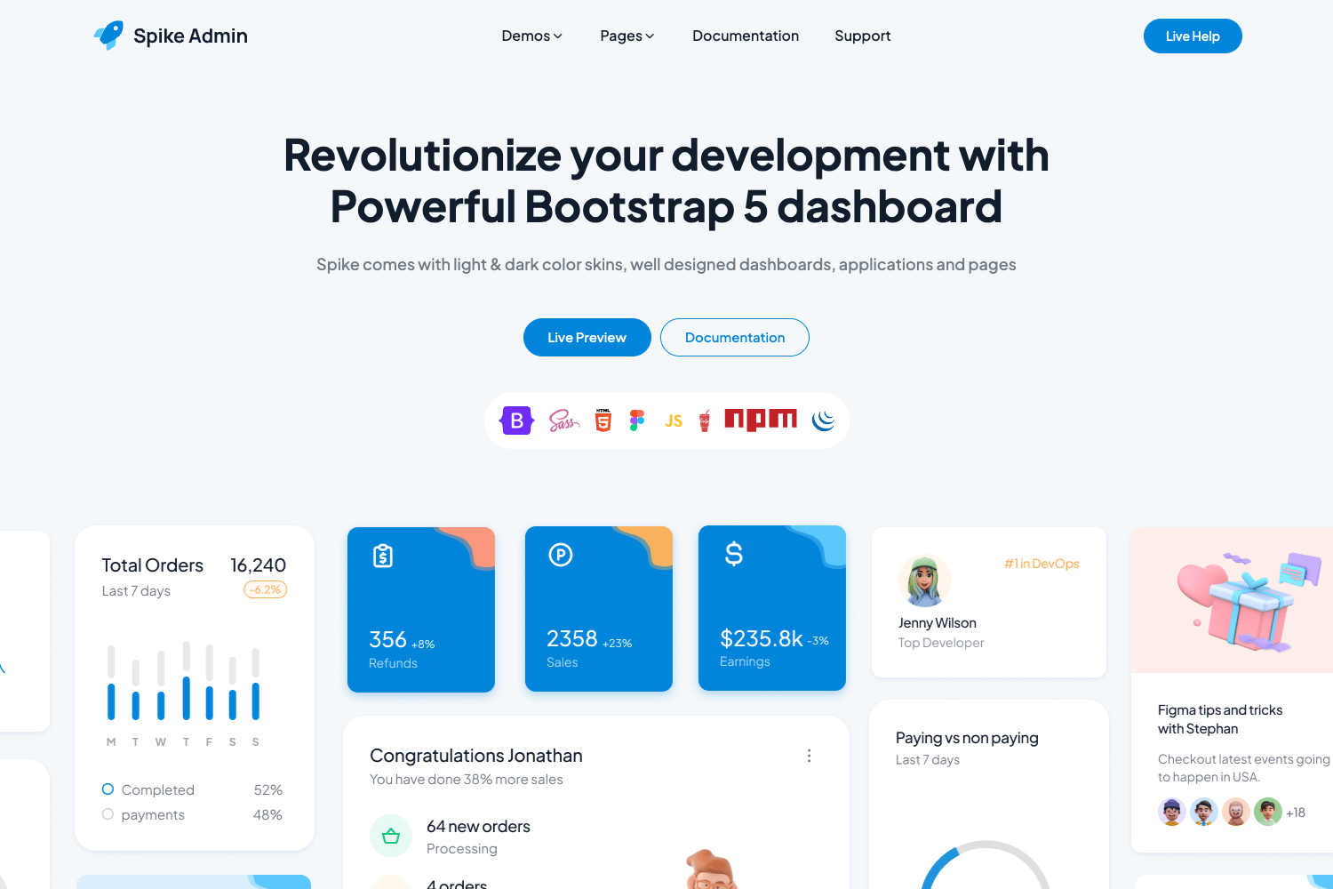 Screenshot of Spike Bootstrap Admin Dashboard