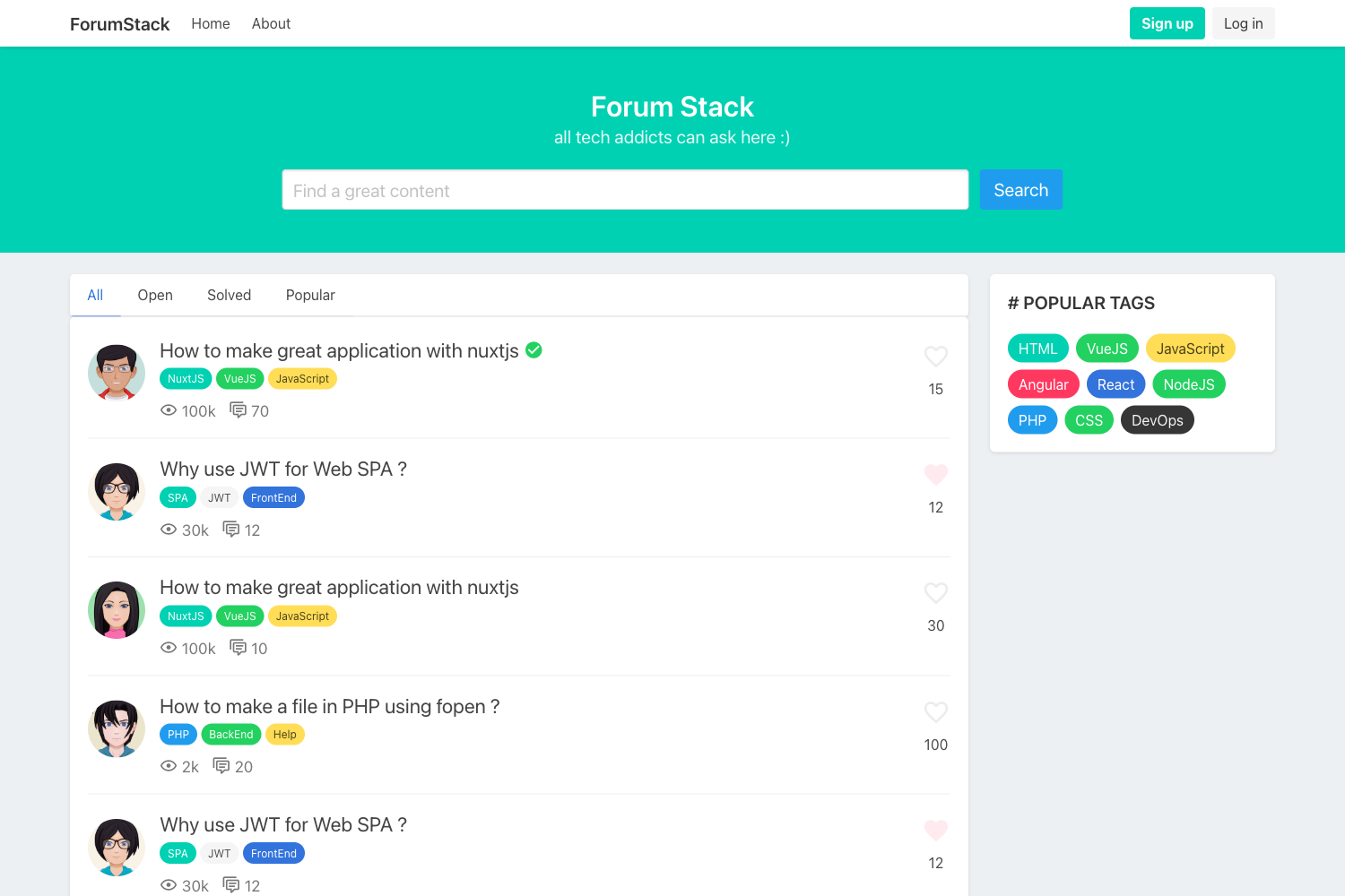 Screenshot of Template Ui ForumStack