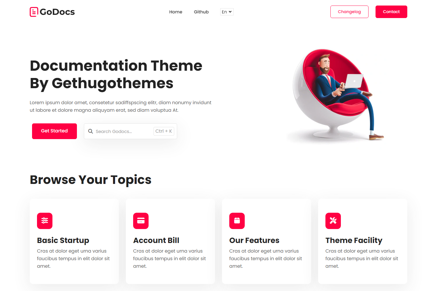 Screenshot of Godocs Hugo