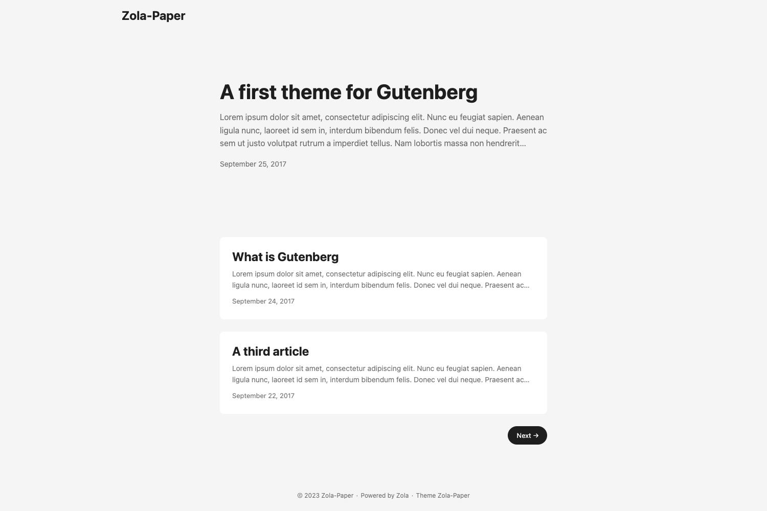 Screenshot of Zola Paper