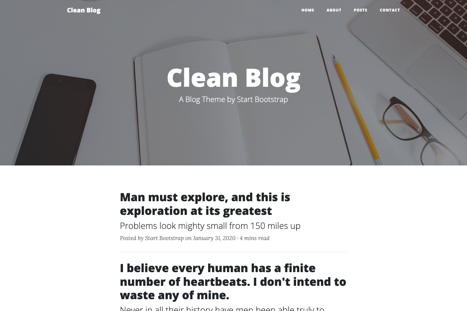 Screenshot of Clean Blog