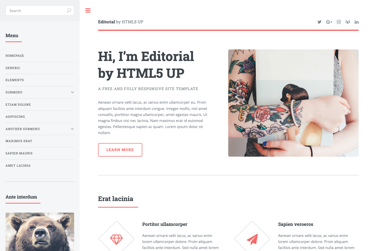 Screenshot of Editorial