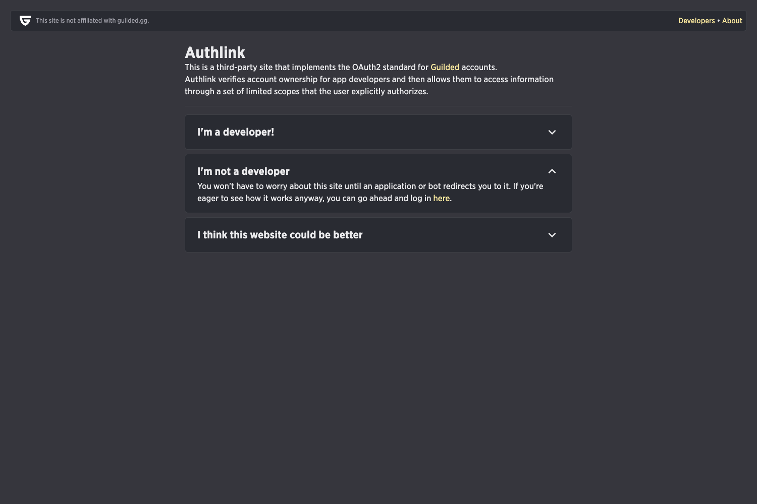 Screenshot of Authlink