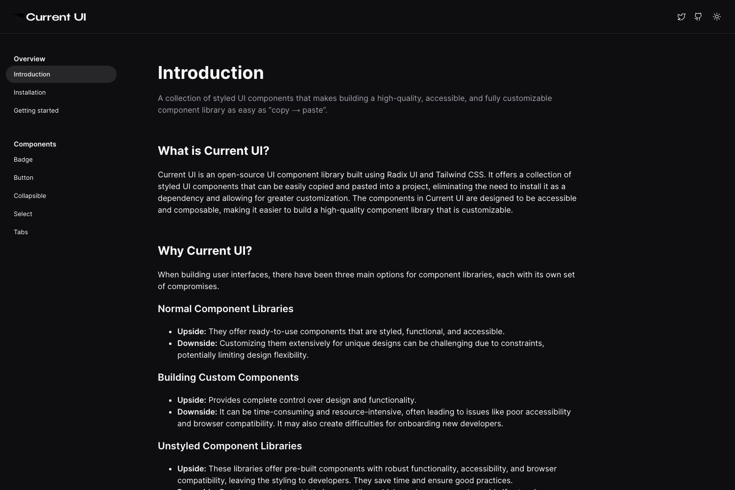 Screenshot of Current Ui