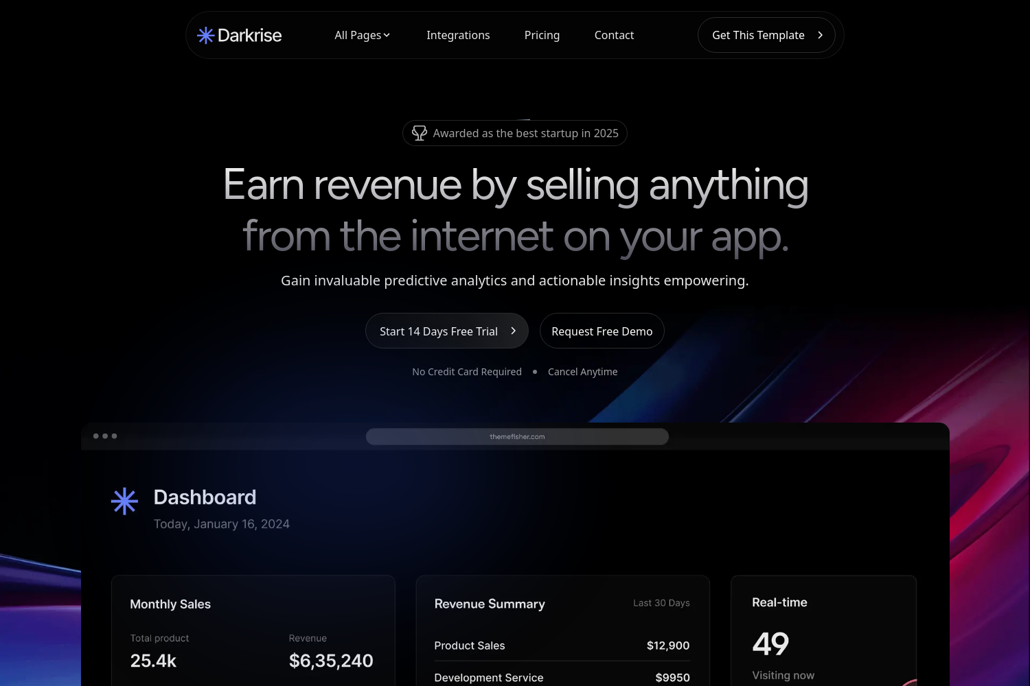 Screenshot of Darkrise Nextjs