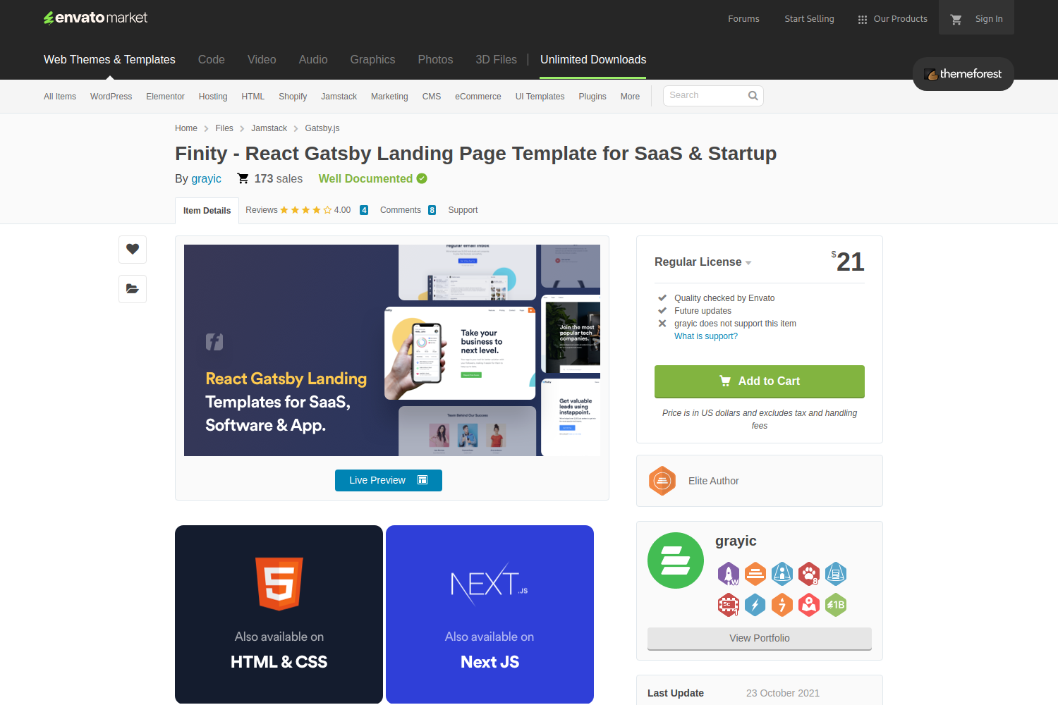 Screenshot of Finity React