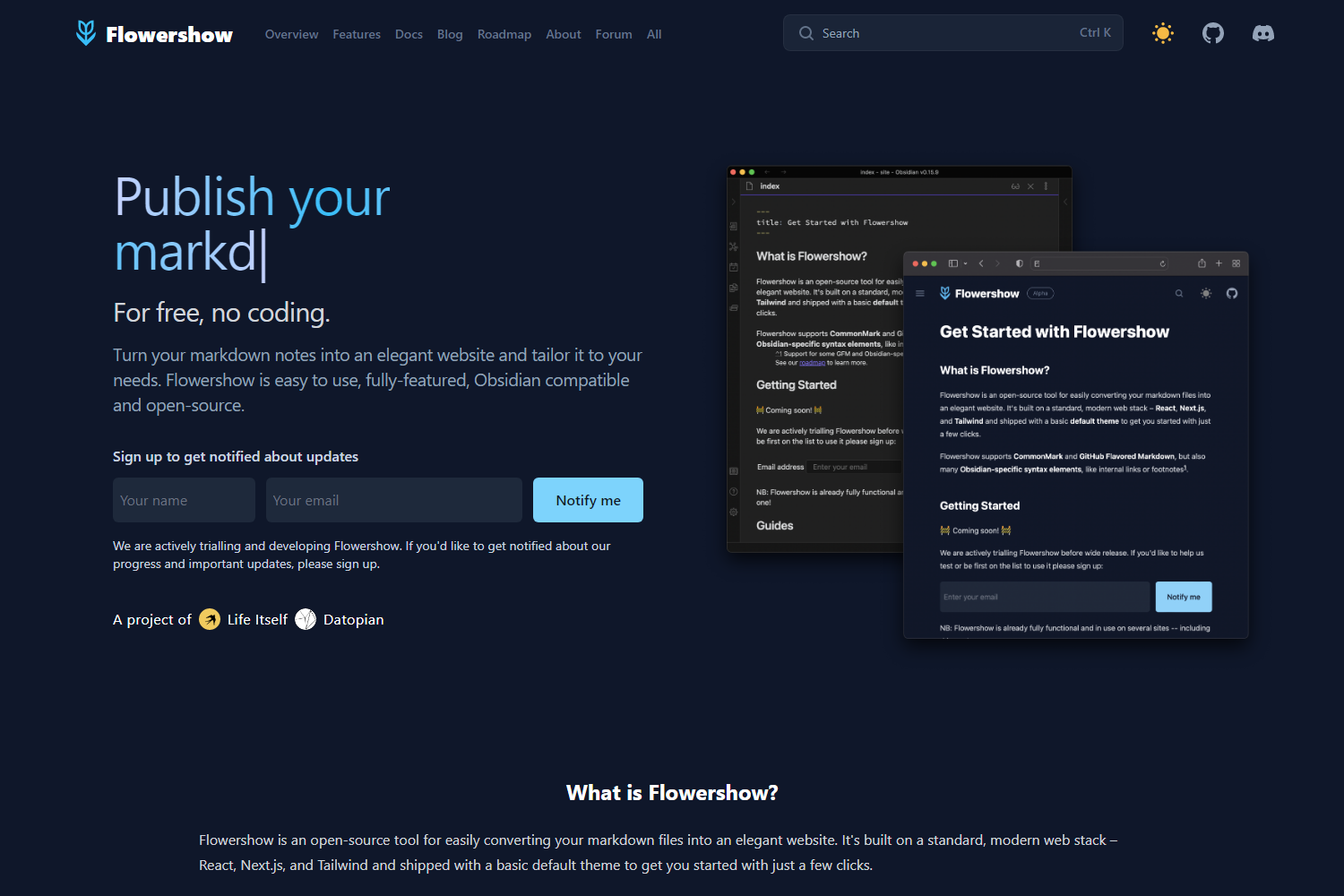 Screenshot of Flowershow