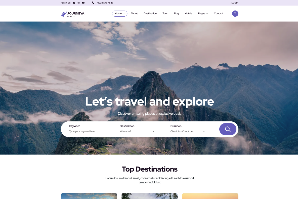 Journeya Tours & Travel Agency React Next JS Template