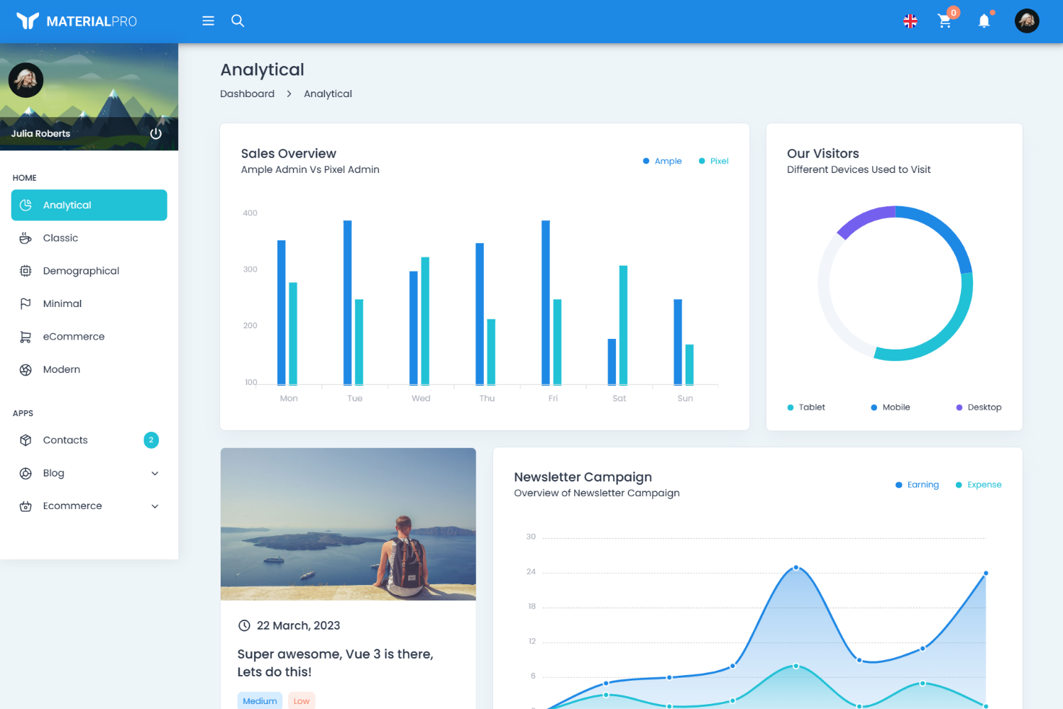 Screenshot of MaterialPro NextJs Admin Dashboard (App Directory)
