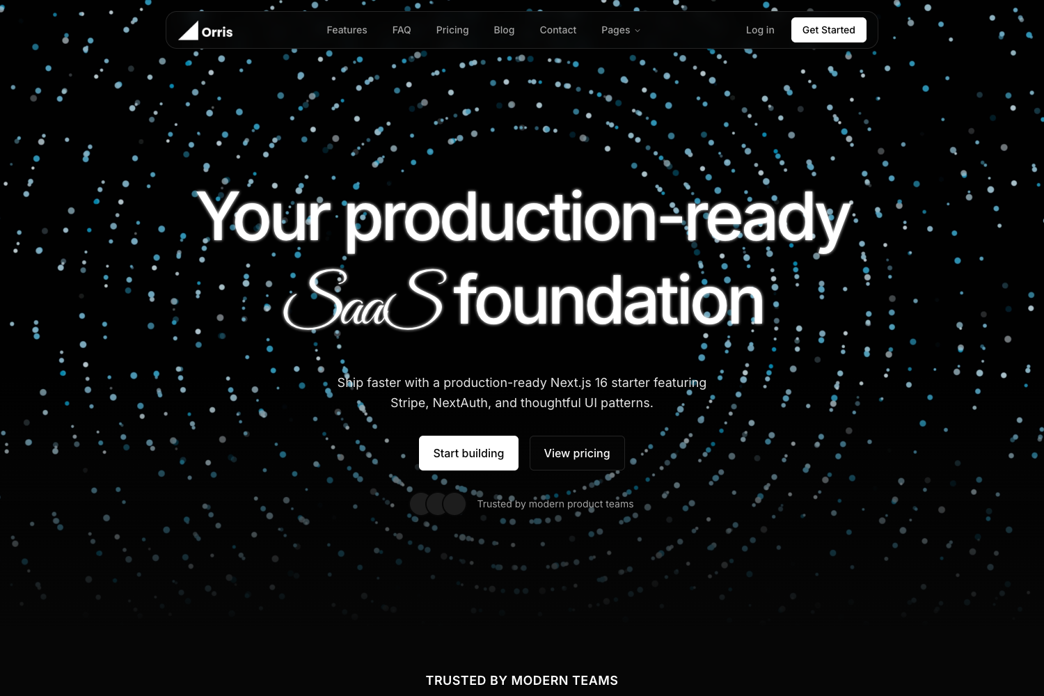Screenshot of Orris - Next.js SaaS Starter Kit