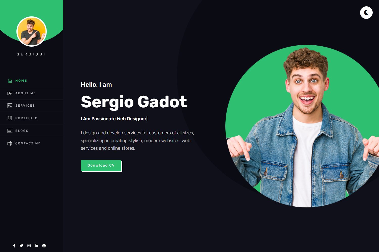 Screenshot of Sergio - next.js portfolio template