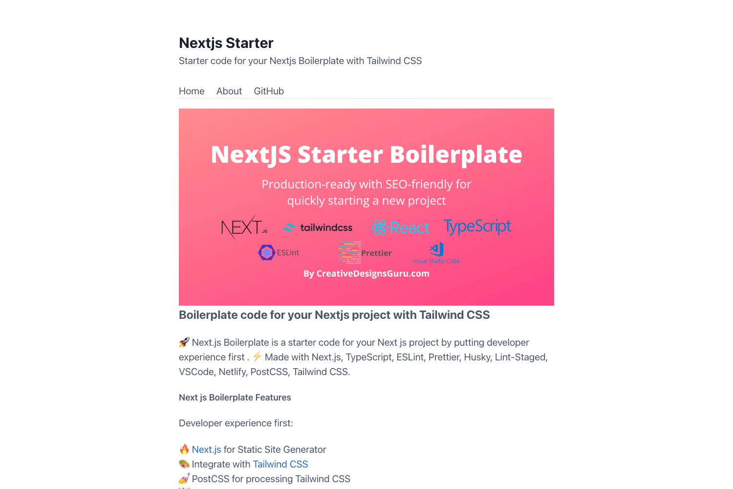 Screenshot of Nextjs Starter Boilerplate