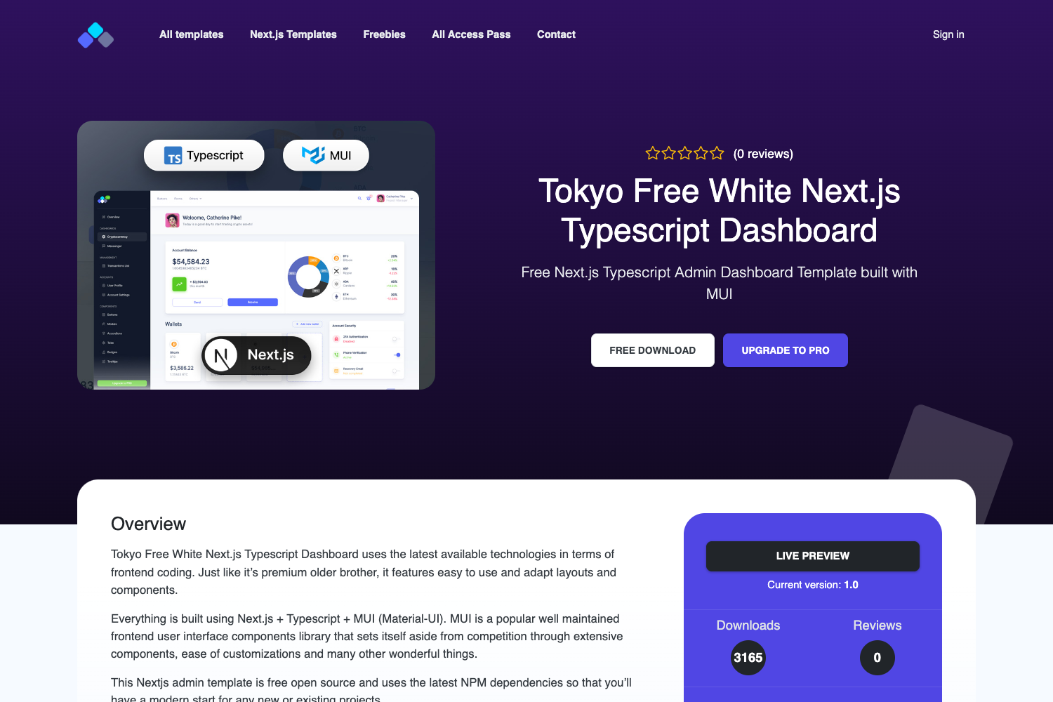 Screenshot of Tokyo Free White Nextjs Admin Dashboard
