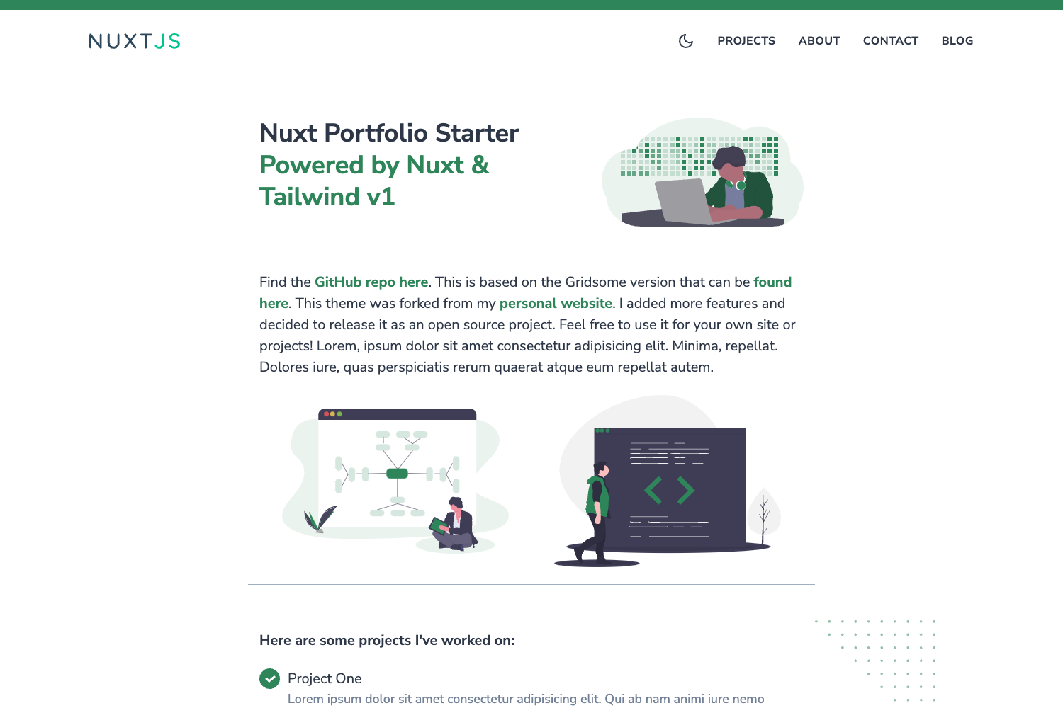 Screenshot of Nuxt Portfolio Starter