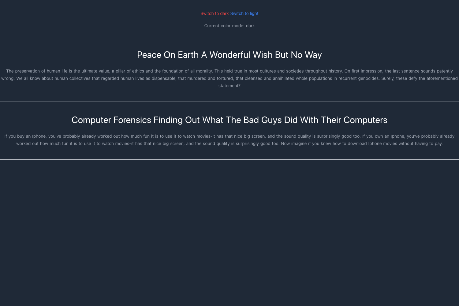 Screenshot of Nuxt Tailwind Typography Darkmode Boilerplate