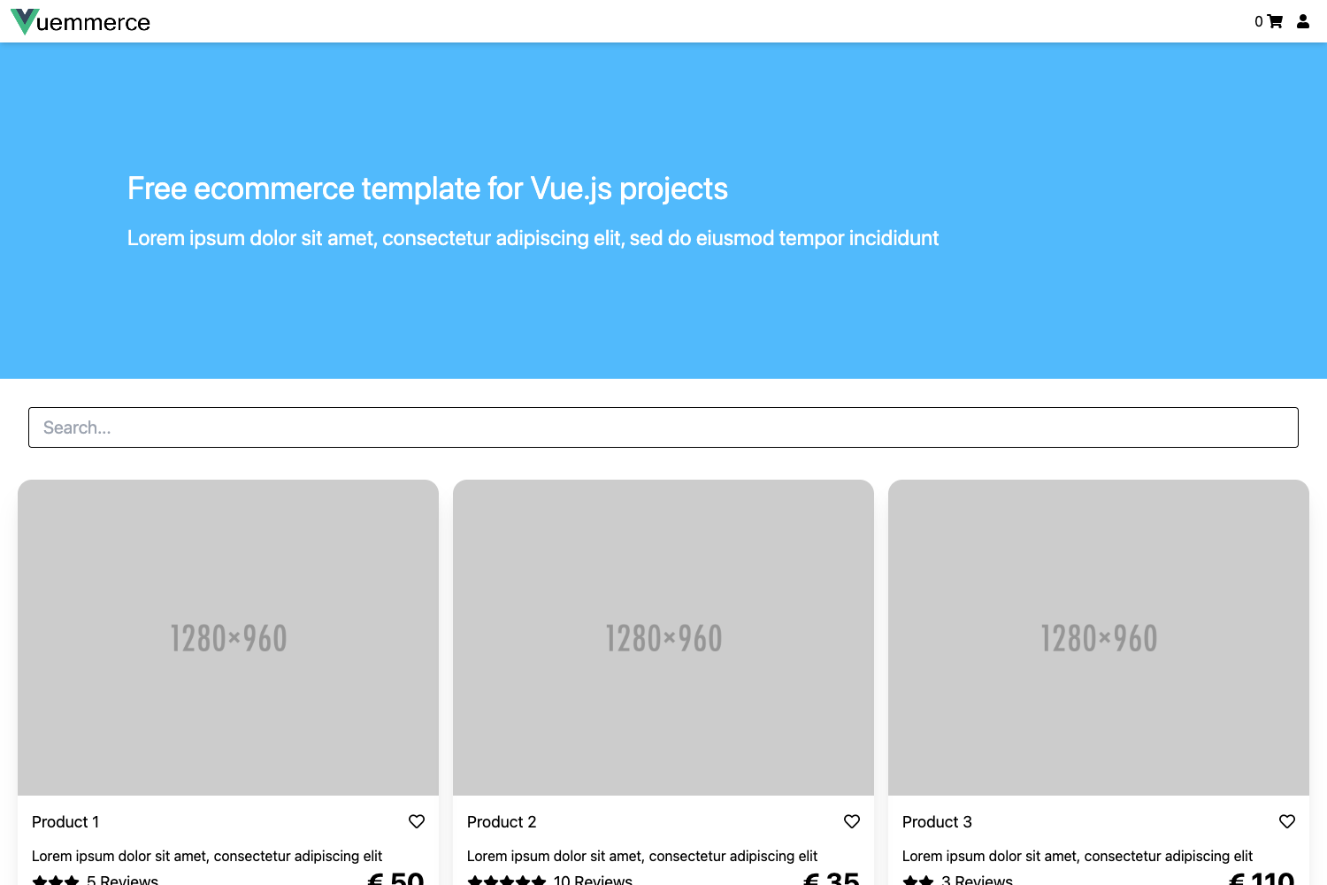 Screenshot of Vuemmerce