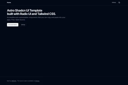 Screenshot of Astro Shadcn Ui Template