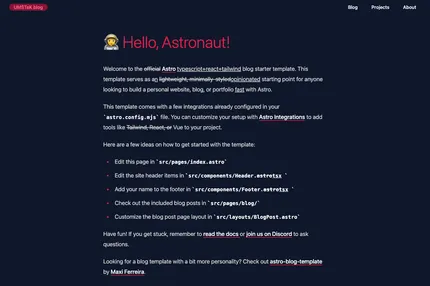Screenshot of Astro Typescript React Tailwind