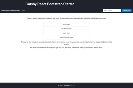 Screenshot of Gatsby React Bootstrap Starter