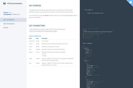 Screenshot of API Documentation HTML Template