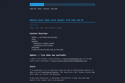 Screenshot of Hugo Htmx Go Template