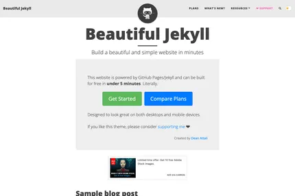 Screenshot of Beautiful Jekyll