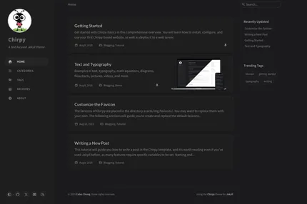 Screenshot of Jekyll Theme Chirpy