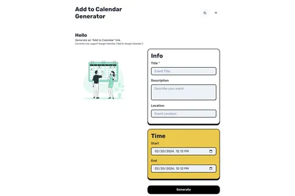 Screenshot of Add To Calendar Generator