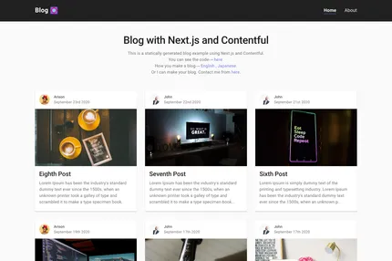 Screenshot of Blog With Nextjs And Contentful