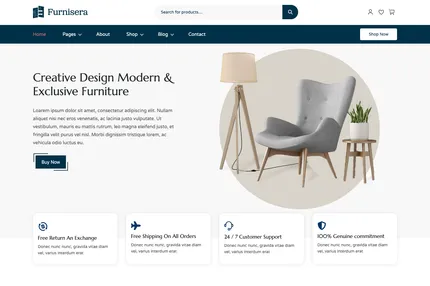Screenshot of Furnisera - Next.js Furniture Ecommerce Website Template