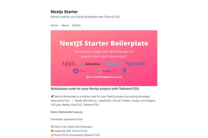Screenshot of Nextjs Starter Boilerplate